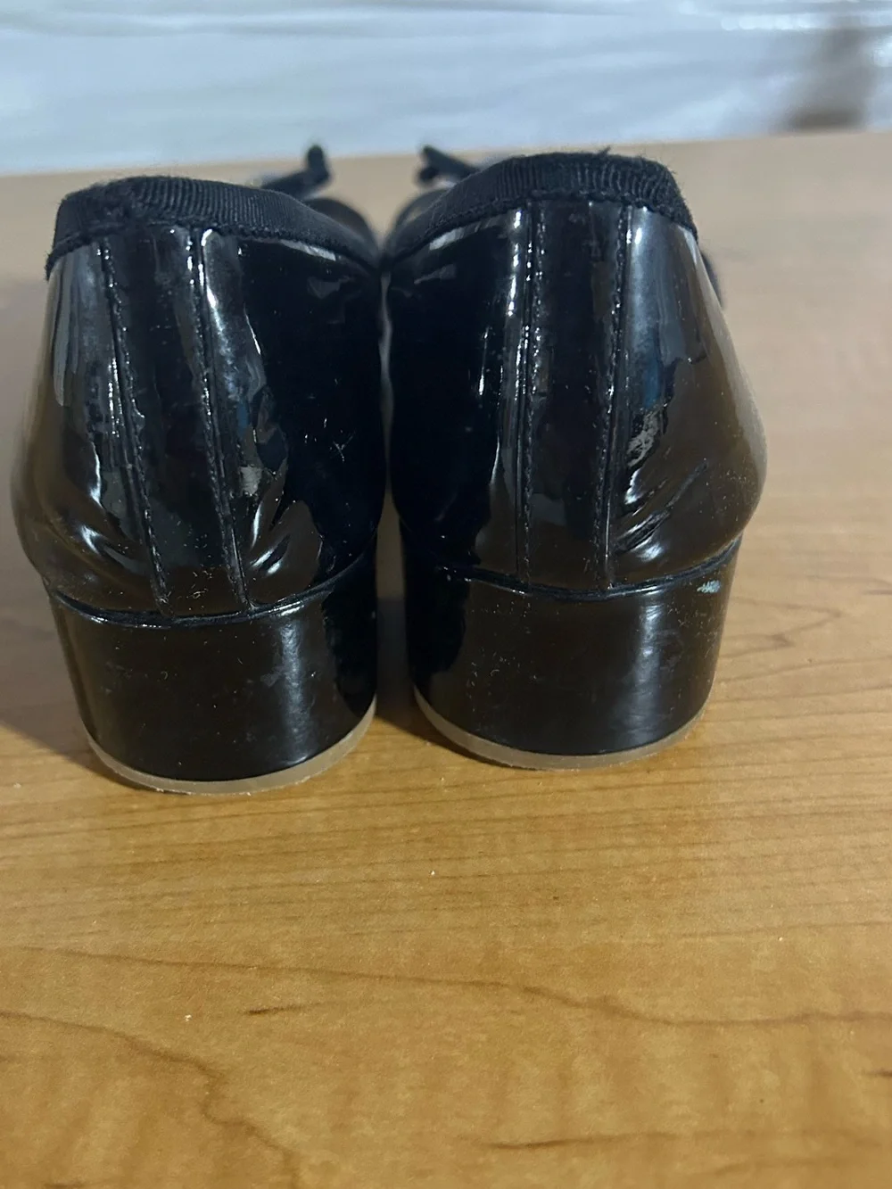 Tory Burch Black Patent Low Block Heel Pumps with Gold Logo